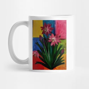 Colorblock background and wild lilly growing Mug